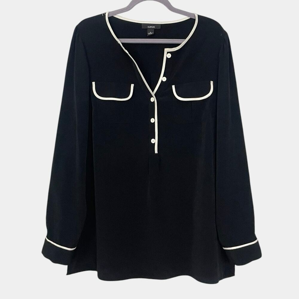 Alfani Black & White Long Sleeve Blouse